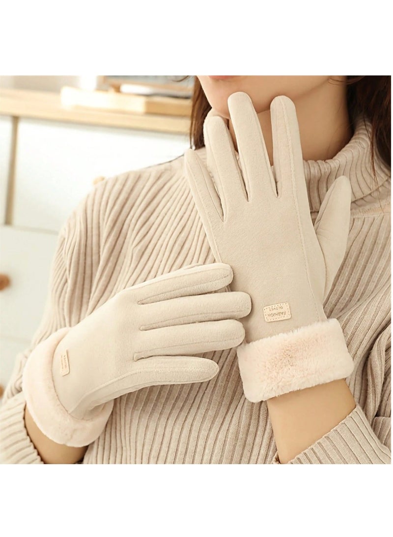 SHEIN1 Pair Winter Touchscreen Gloves With Plush Lining, Thick Warm Gloves, Unisex, Durable Polyester, Available In Multiple Colors, Perfect For Snow Sports And Christmas Gifts, Winter Wear - Image 1